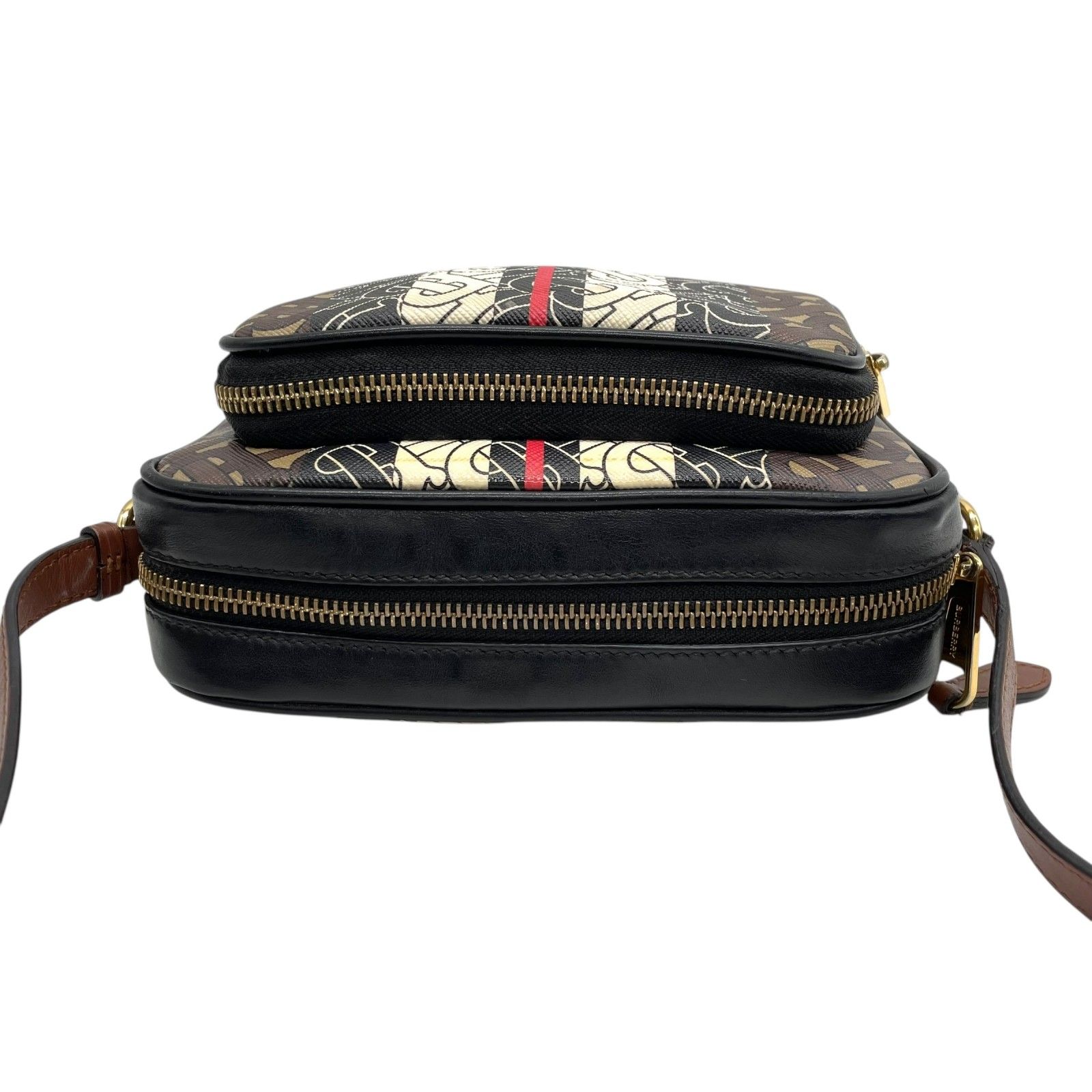 美品 BURBERRY バーバリー TBロゴ モノグラム ストライプ ショルダー 