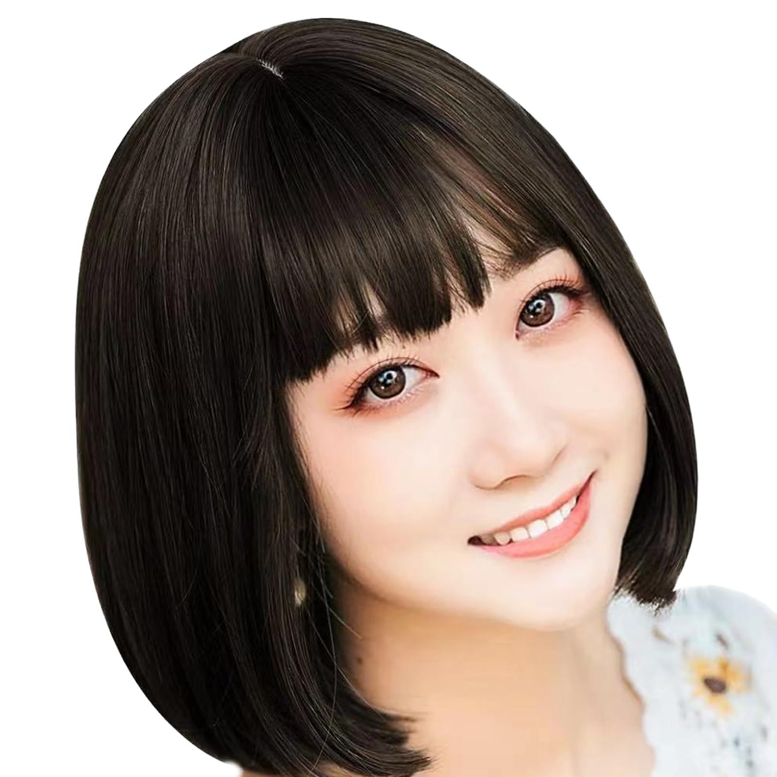 自然 かつら 女装 小顔効果 レディーズ 医療用 wig フルウィッグ ロリータ 耐熱仕様 コスプレ サラサラ セット ぱっつん前髪 黒髪 日常  ショート 耐熱 ボブ キャップ付 ウィッグ ブラシ付 DOMI ネット付き(ブラックボブ) G-LUCKY - メルカリ