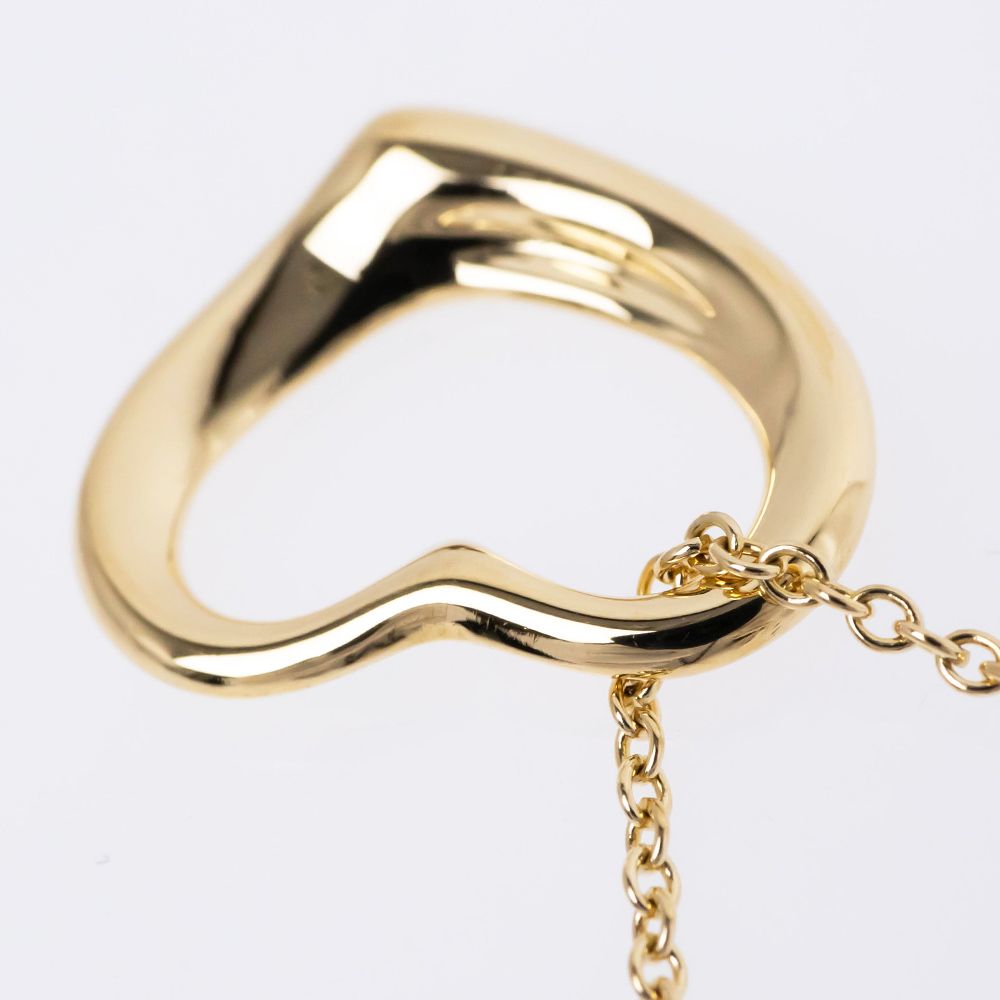 名東】TIFFANY ティファニー オープンハート ネックレス 750YG K18