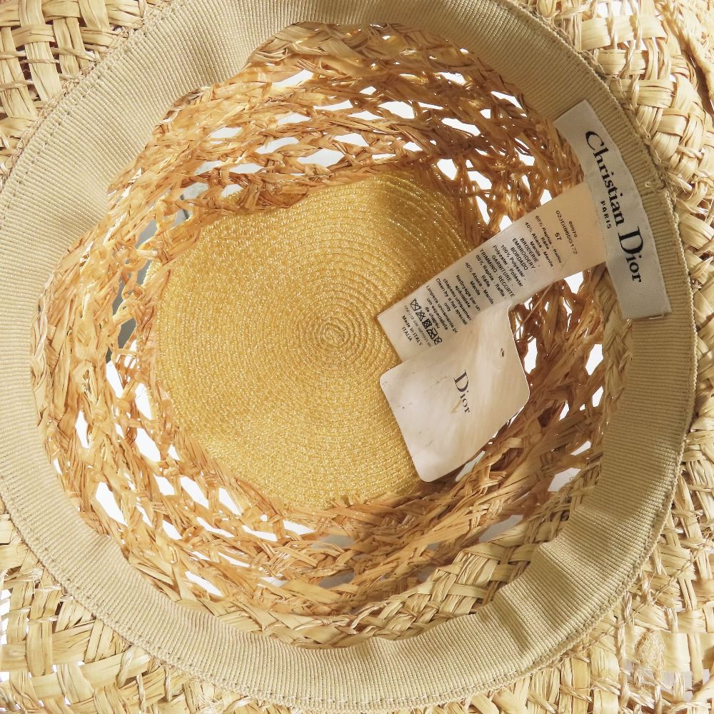 新品同様 Christian Dior クリスチャンディオール ラフィア アバカ  
