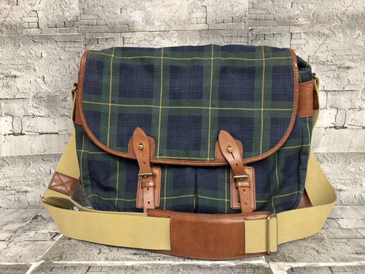 RALPH LAUREN ラルフローレン Plaid Shoulder Bag ショルダーバッグ コットン × レザー チェック柄