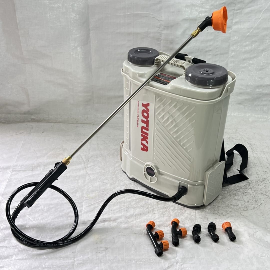 電動噴霧器 背負い式 12L バッテリー式 ノズル6種付 かき混ぜ機能付き ホワイト YS-EFULB12L 720-1