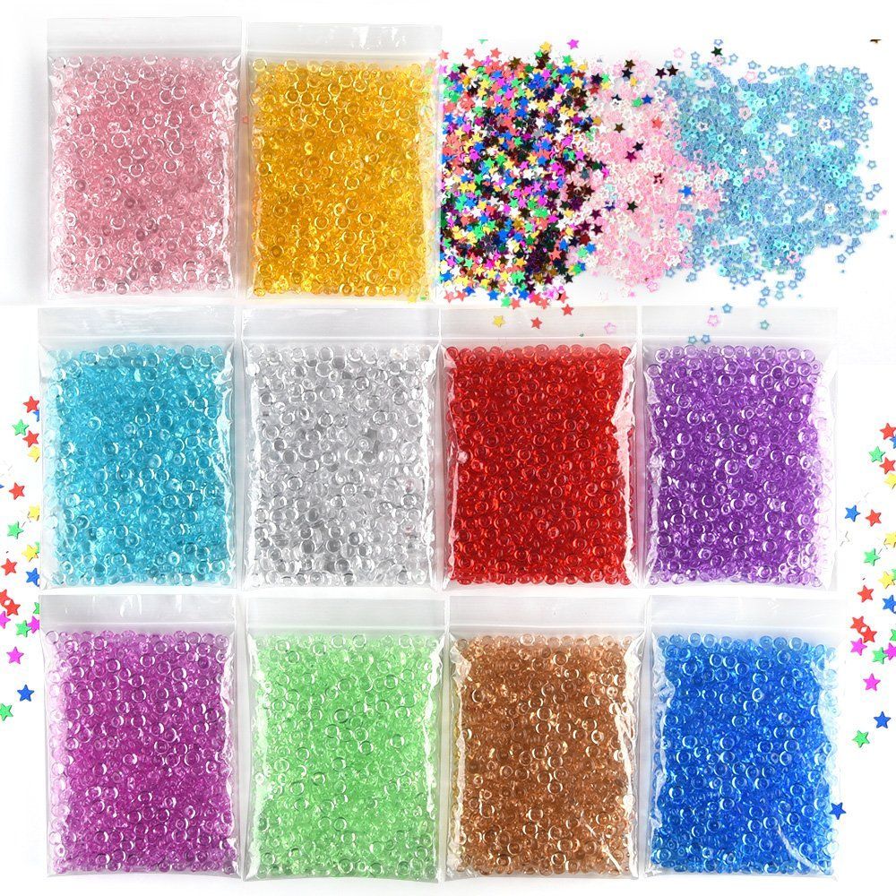 10色10パック KUUQA スライム DIY 作り用 キット 金魚鉢ビーズ 300g セット 十色 すらいむ ねんど 金魚鉢 ビーズ 粘土 作りスライム キット プラスチック ビーズ ボウルビーズ