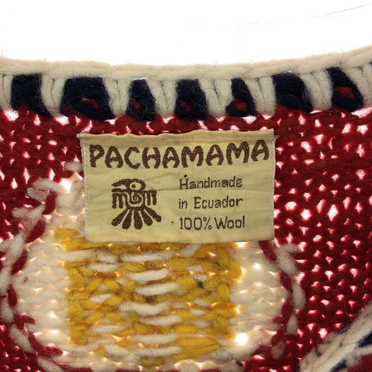 古着 PACHAMAMA 総柄 ネイティブ柄 エクアドルニットカーディガン