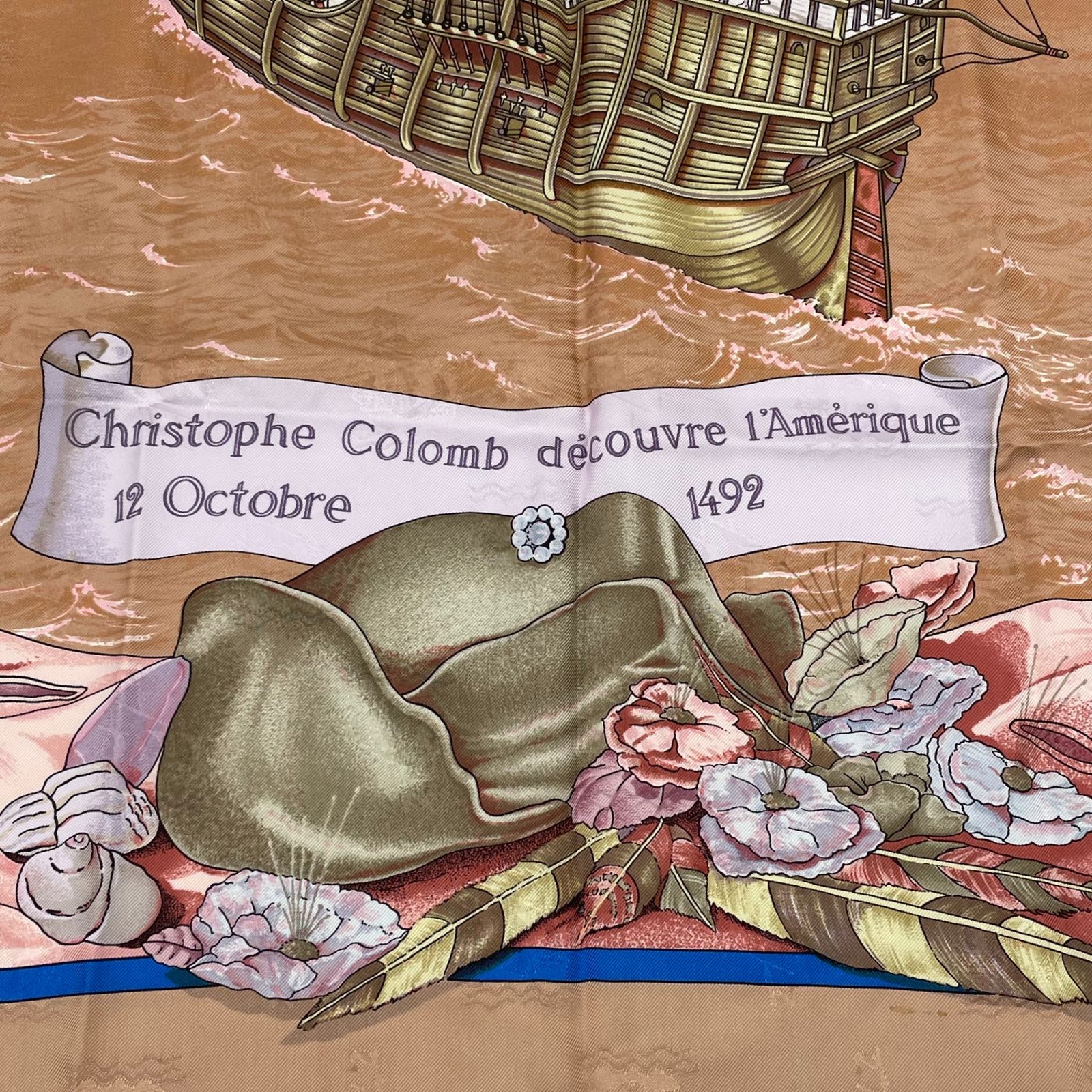 レア 美品 HERMES エルメス スカーフ カレ90 シルク Christophe Colomb 