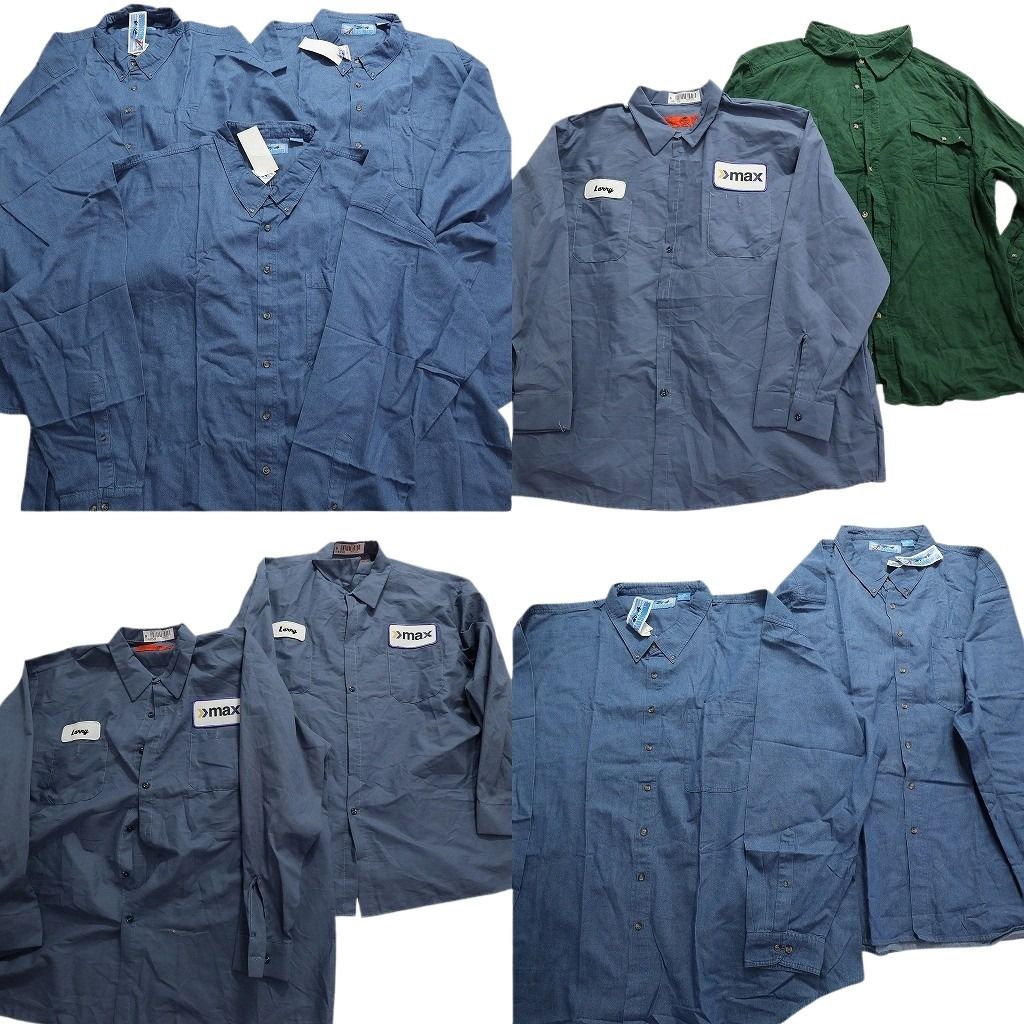 古着卸 まとめ売り 長袖シャツ 9枚セット (メンズ 4XL /5XL /9XL /10XL ) ワークシャツ デッドストック ビッグサイズ 中古 古着 MX8319
