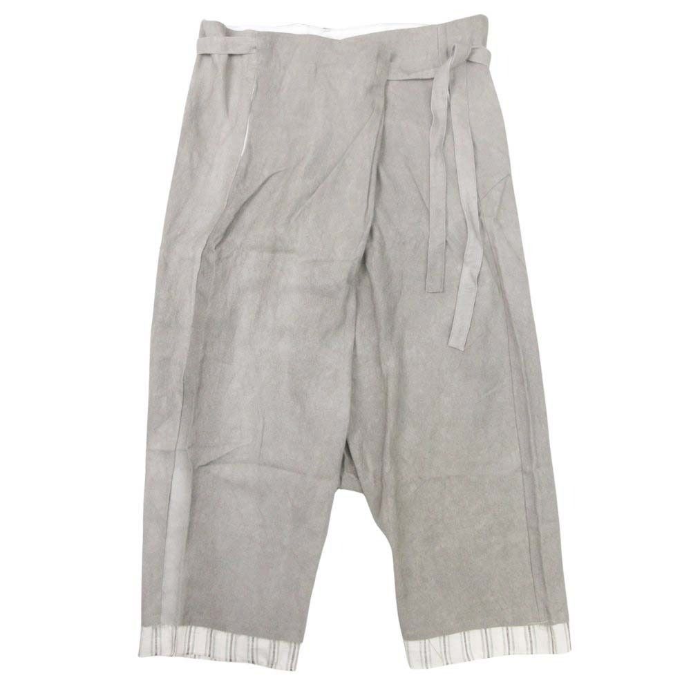 ♥ Marc Point マークポイント ラップ サルエルパンツ ワイド ボトムス リネン クロップド カットオフ 46 ベージュ メンズ 古着
