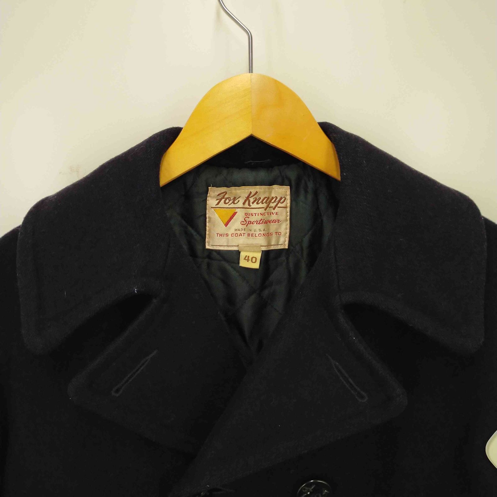 フォックスナップ Fox knapp 60s USA製 ウールPコート メンズ US：40 