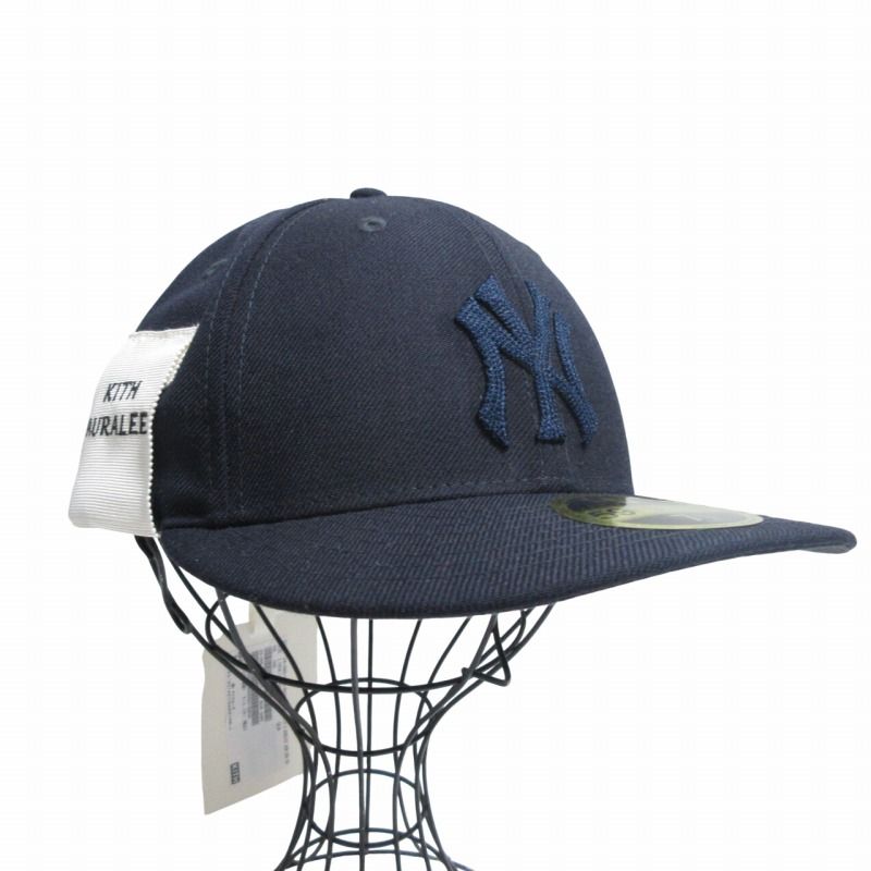キスニューヨークシティ KITH NYC × AURALEE オーラリー 24AW タグ付 NewEra 59FIFTY Low Profile Baseball CAP NYヤンキース キャップ 帽子 ロゴ 6パネル ネイビー 7.5