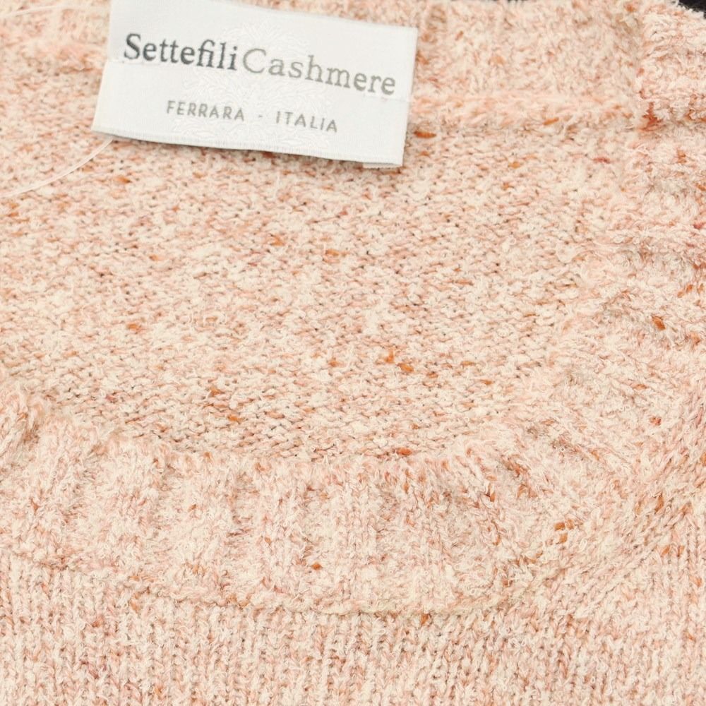 セッテフィーリ カシミア Settefili Cashmere コットンシルクレーヨン パイル クルーネックニット ピンクxオレンジ【サイズ50】【メンズ】