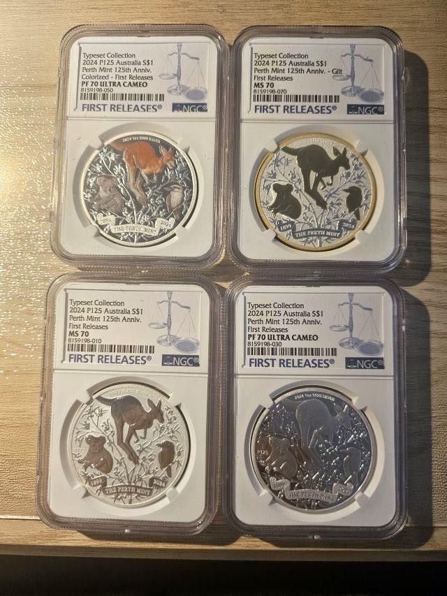 Atralia - 2025 Kangaroo Perth Mint Silver 4-Coin Typeset 125th Ann. NGC MS70