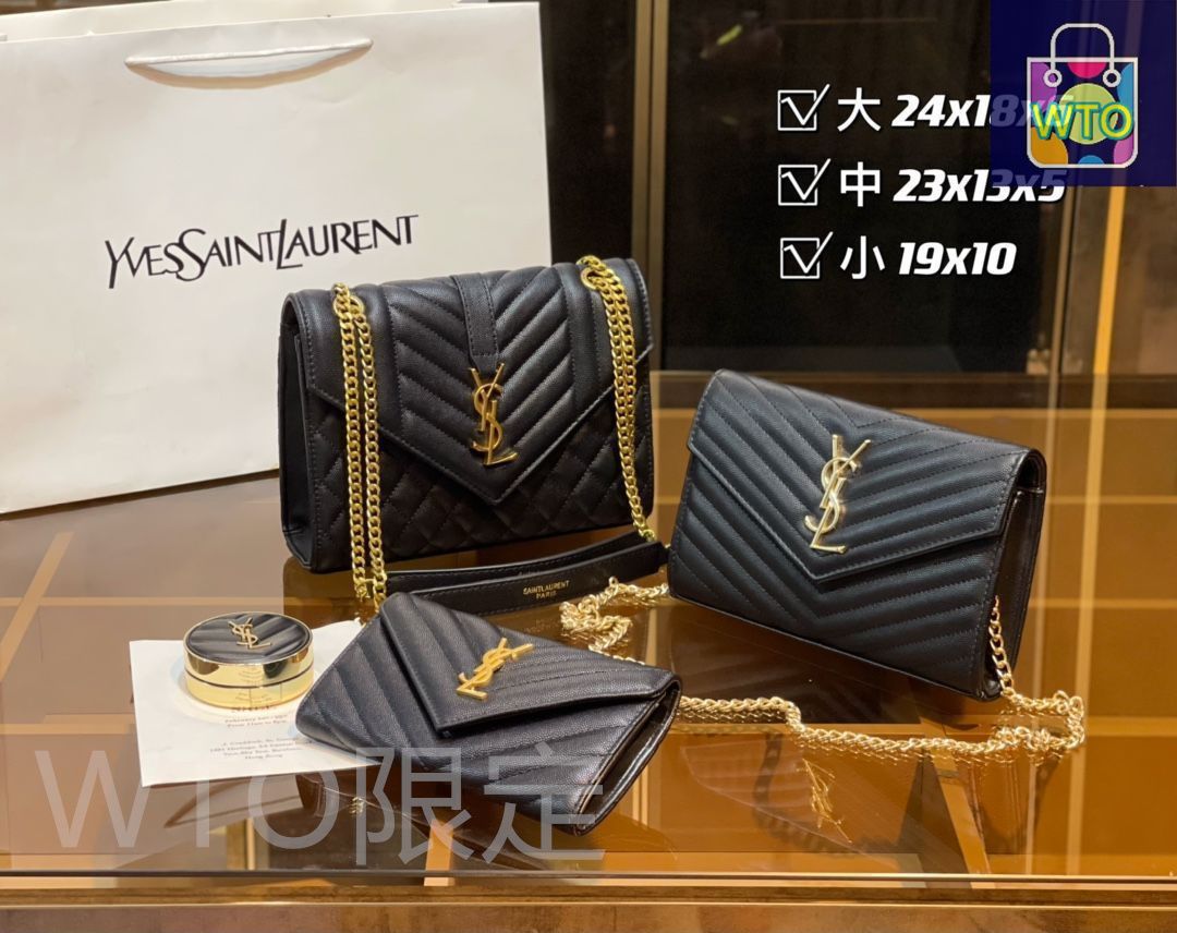 イヴ・サンローラン新品未使用３点set♡ 実物の画像 YSL サンローラン ショルダーバッグ ハンドバッグ