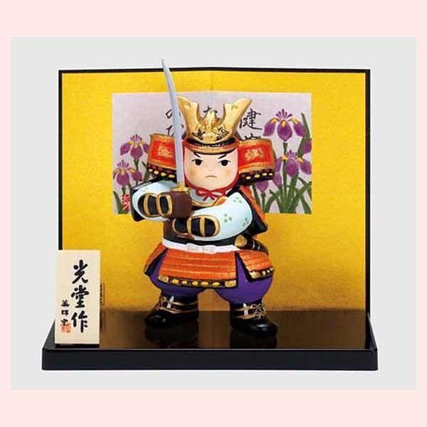 錦彩　若武者（太刀）　置物　5611　※五月人形,五月飾り,端午の節句,こどもの日,陶器やガラス製