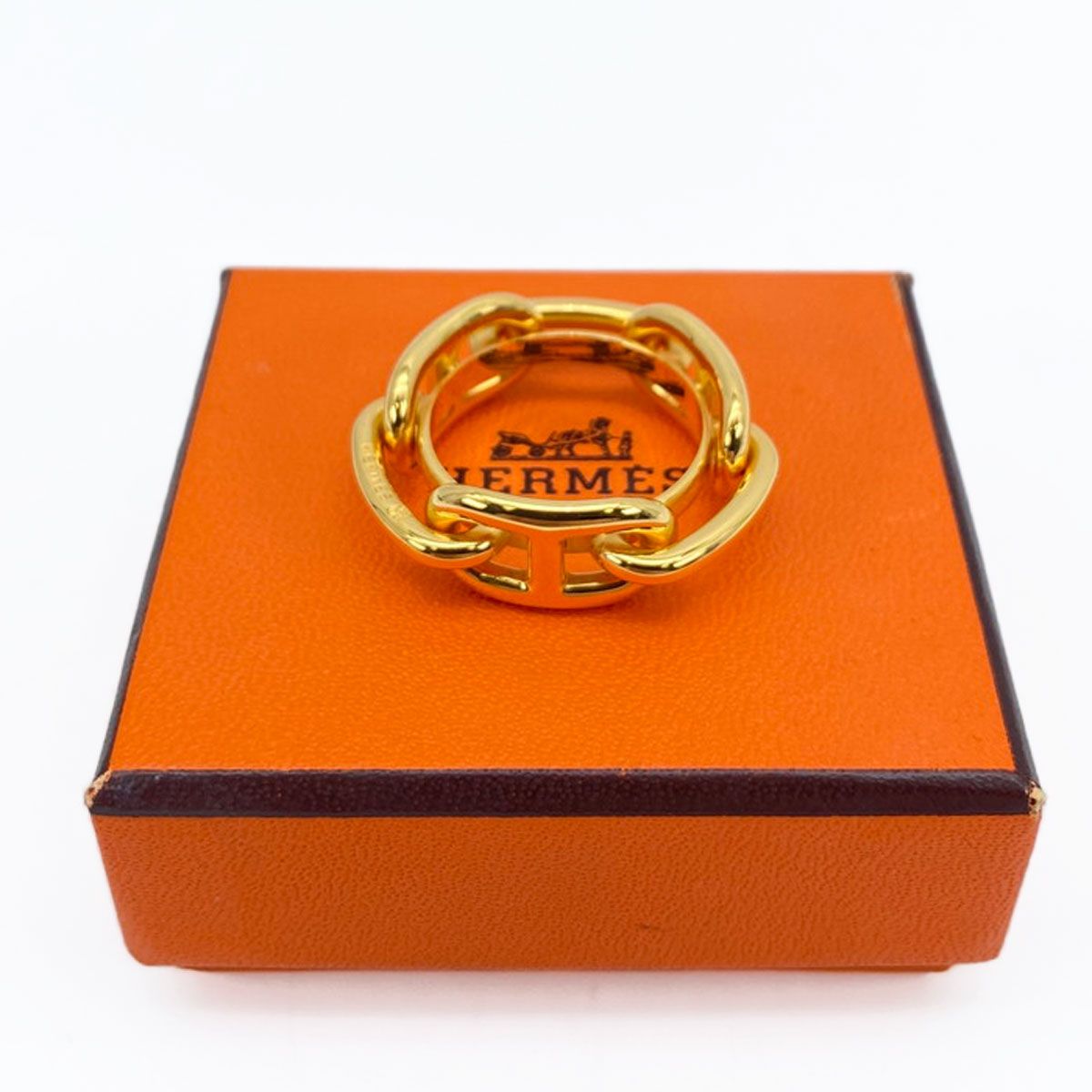 HERMES シェーヌダンクル スカーフリング ゴールド 9293 楽天市場】Hermes エルメス シェーヌダンクル スカーフリング