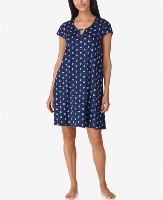 送料無料 エレントレイシー レディース ナイトウェア アンダーウェア Women s Short Sleeve Chemise Dark Blue