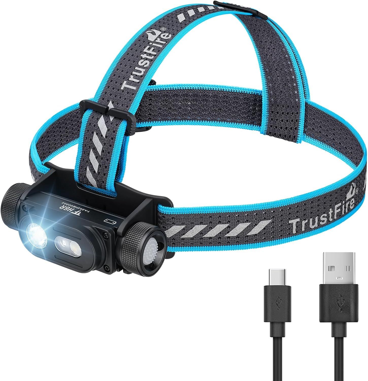 Trustfire H6Rヘッドライト USB充電式 LEDライト 1350ルーメン 懐中電灯 強力 高輝度 超軽量 ledハンディライト ヘッドランプ CRI95高演色LED 180度調整 8種点灯モード 赤＆白ライト IPX6防水 アウトドア用