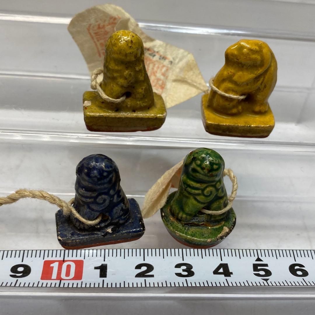 中国古玩 陶製 獅子 印材4点 タサニ 東さ6-0414