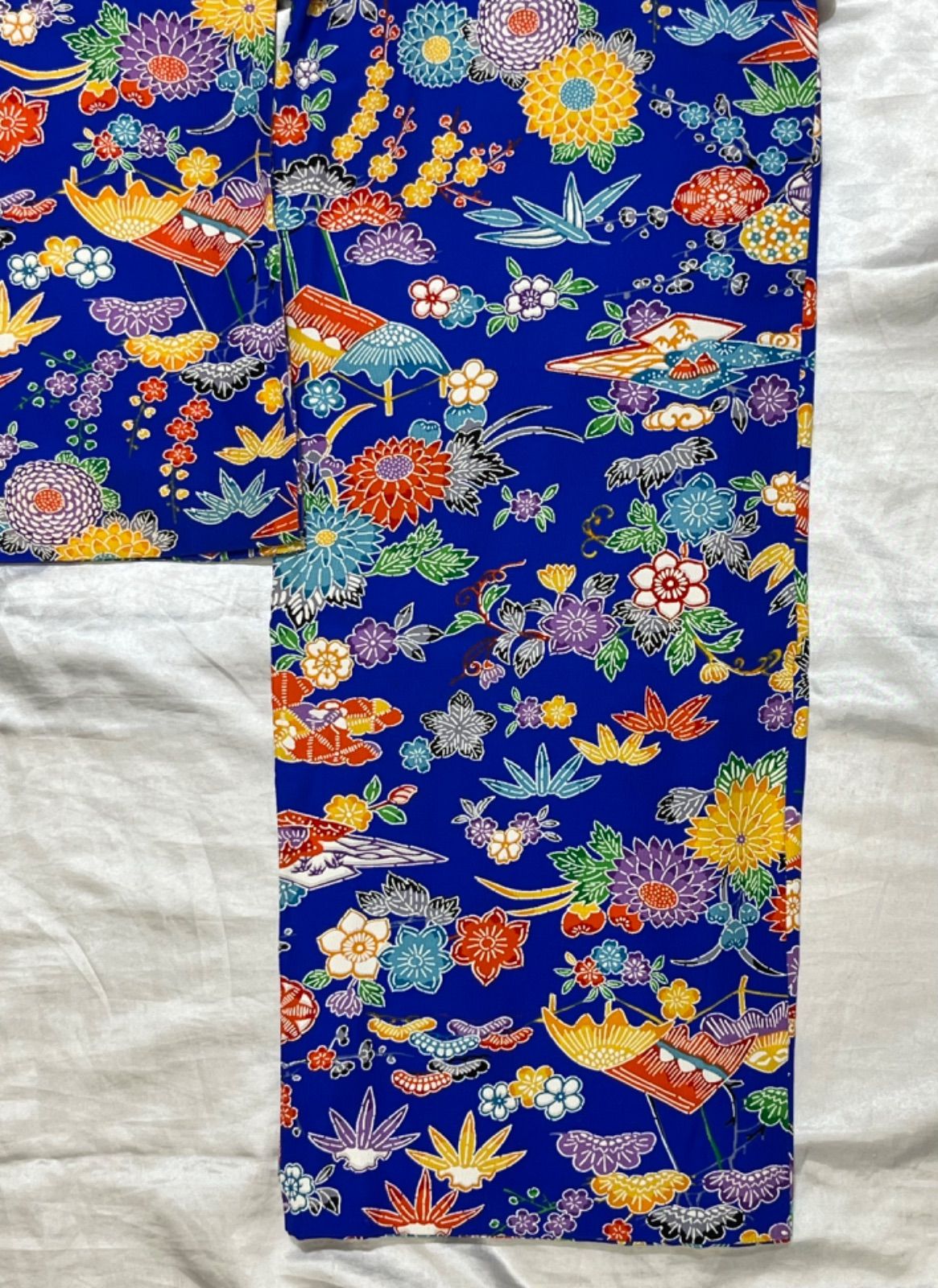 子供物豪華絢爛綺麗美品身丈93cm〜101cm裄丈59cmGブルー正絹京紅型  