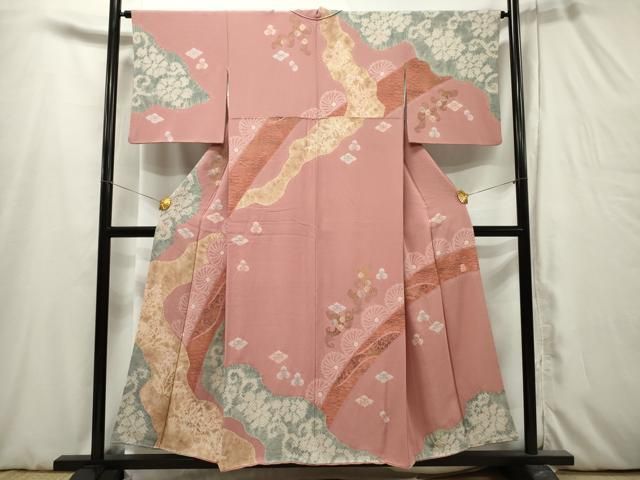 平和屋着物□訪問着 総絞り 流水花文 正絹 逸品 DAAT7606ob