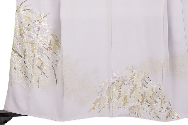 訪問着 金駒刺繍 金彩 菊 牡丹 梅 椿 鉄線 パープル 着物 092w d 未