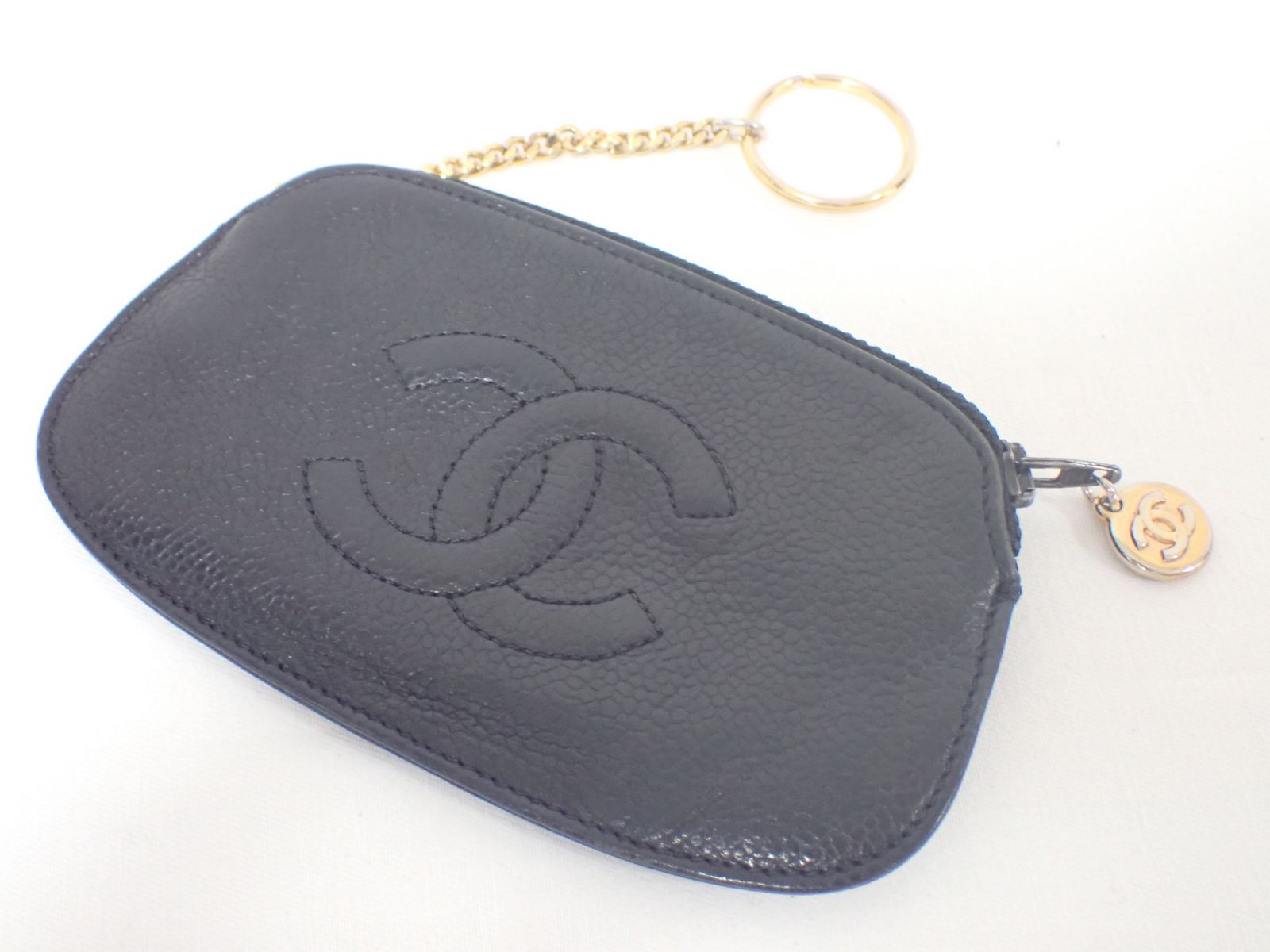 レディース CHANEL シャネル キャビアスキン ブラック ココマーク 