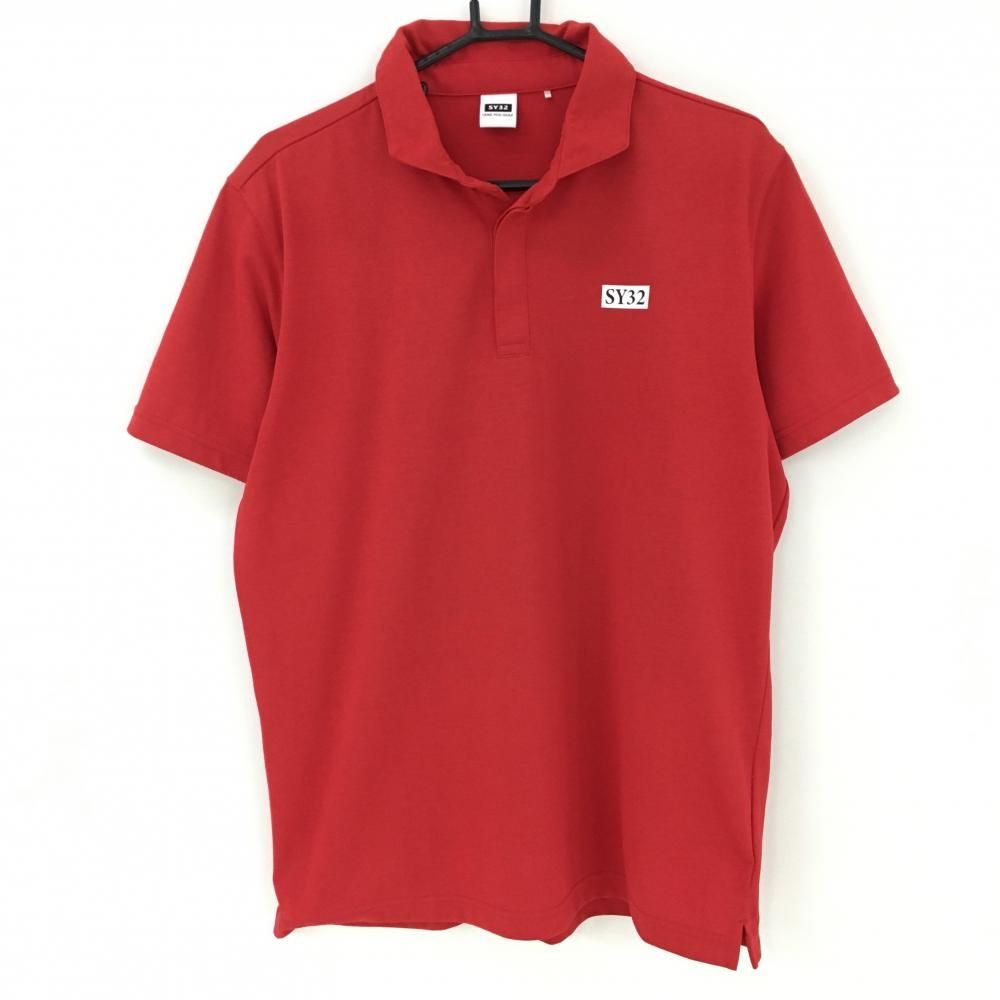 SALE10％OFF【美品】エスワイサーティトゥ 半袖ポロシャツ レッド ロゴプリント メンズ XL ゴルフウェア SY32