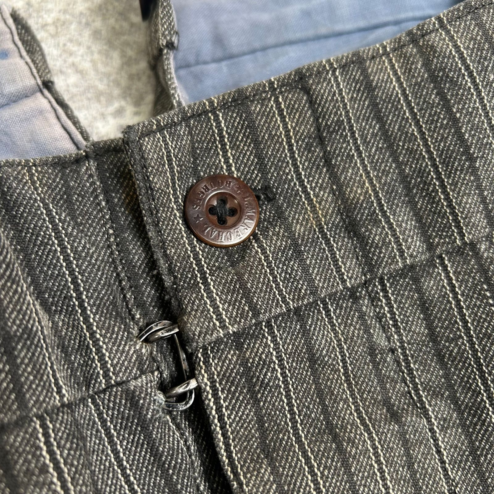 ストライプ ワークパンツ メタルボタン 1930's 1940's 30s 40s UNKNOWN フレンチマルチストライプワークパンツ