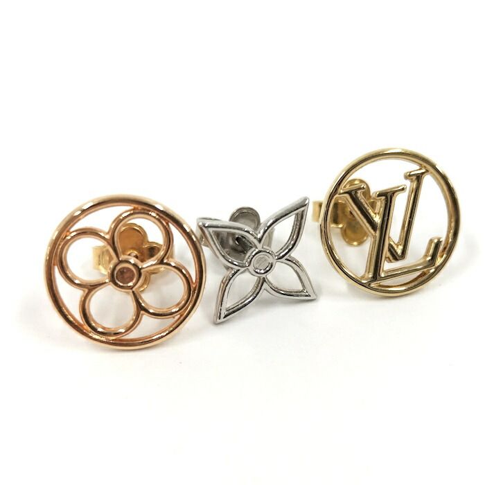 LOUIS VUITTON ピアス LV レース M01041 ゴールド シルバー メッキ 