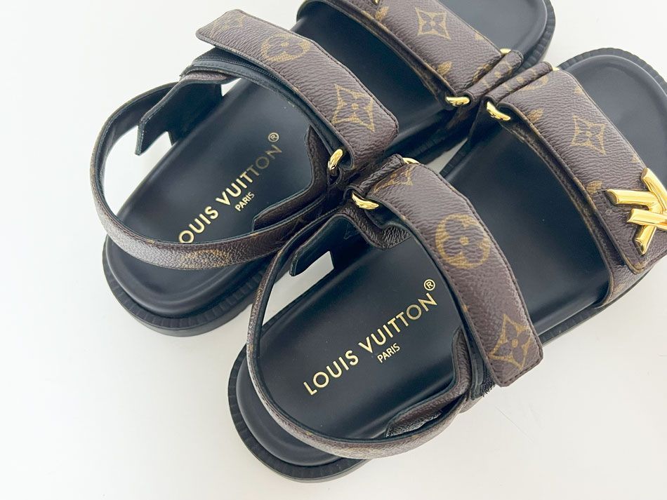 LOUIS VUITTON モノグラムサンダル 　レディース 38 ☆ルイヴィトン サンダル モノグラム・デニム シルエット