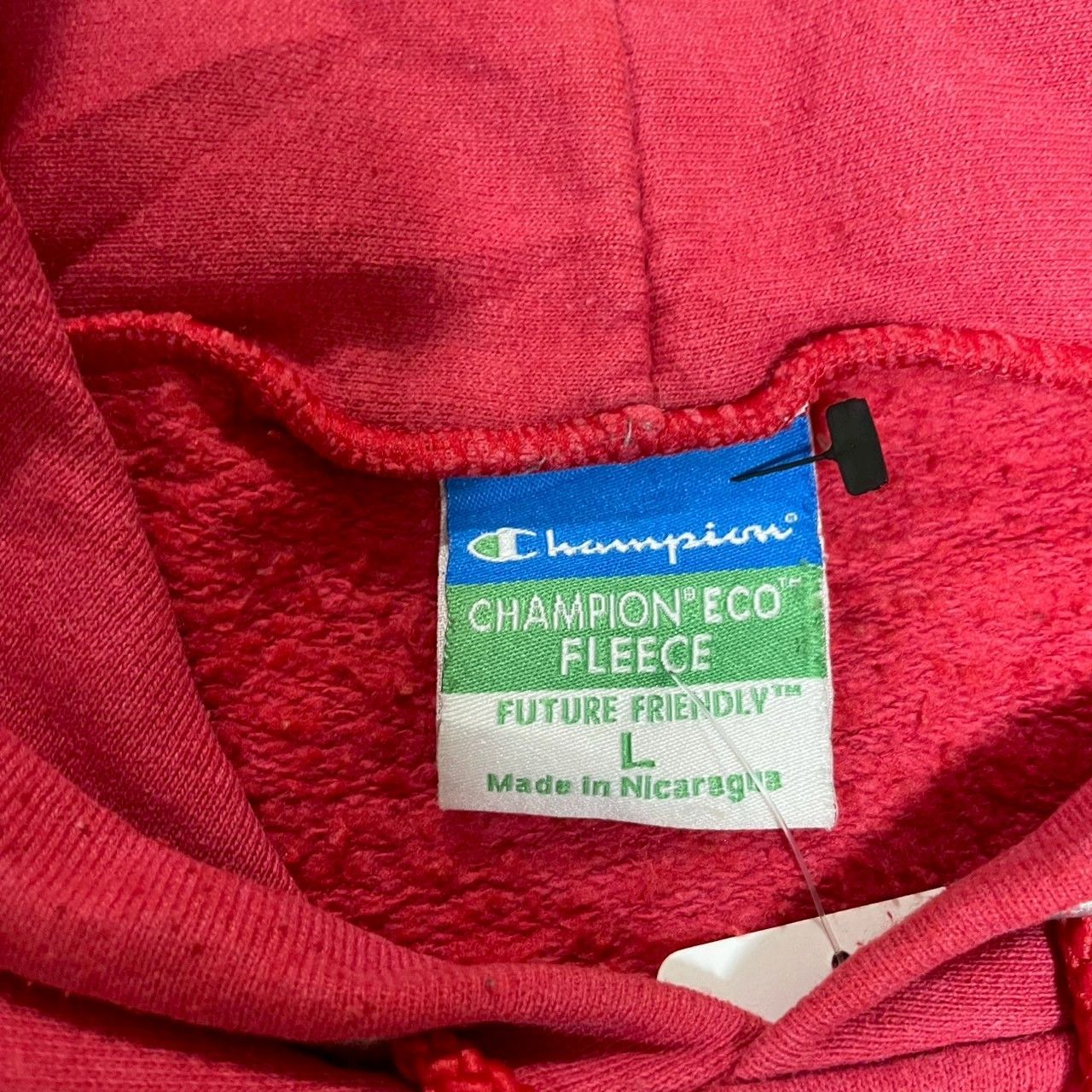 Champion フードパーカー 長袖 L レッド ワッペン風 カレッジ
