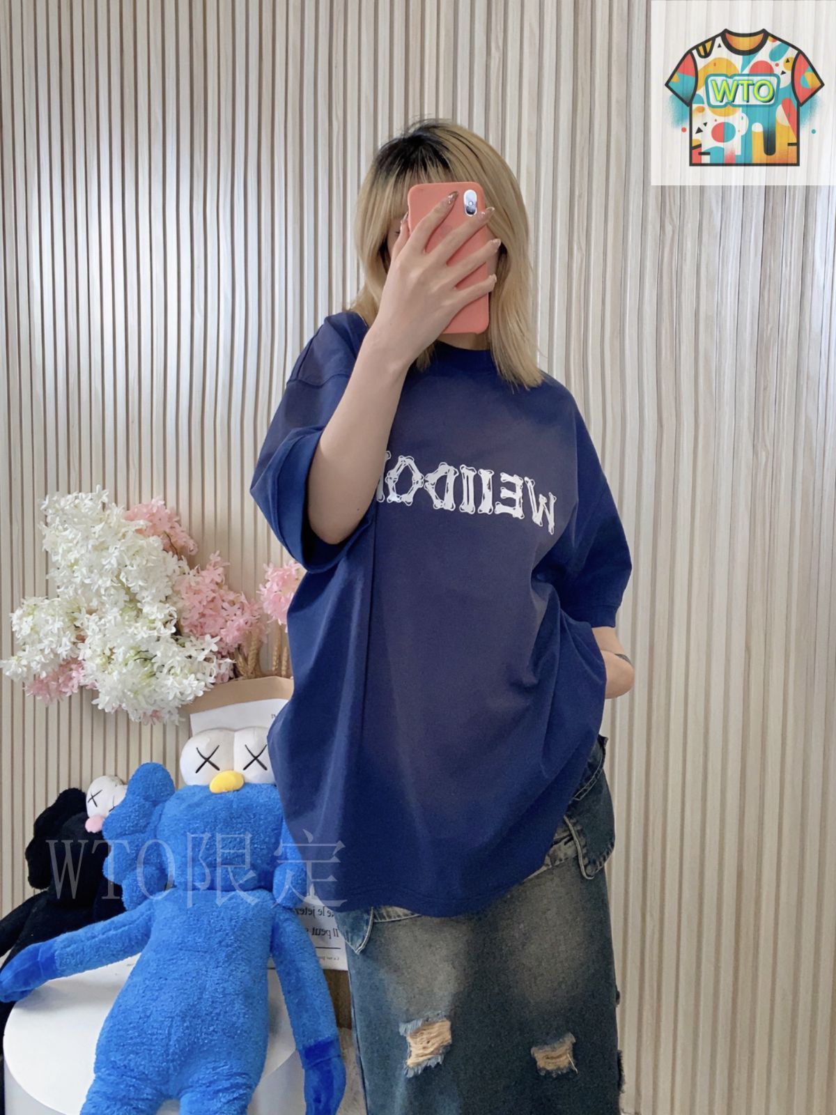 今日WTO】WE11DONE Gradient Tie-Dye Skeleton LOGO T-Shirt