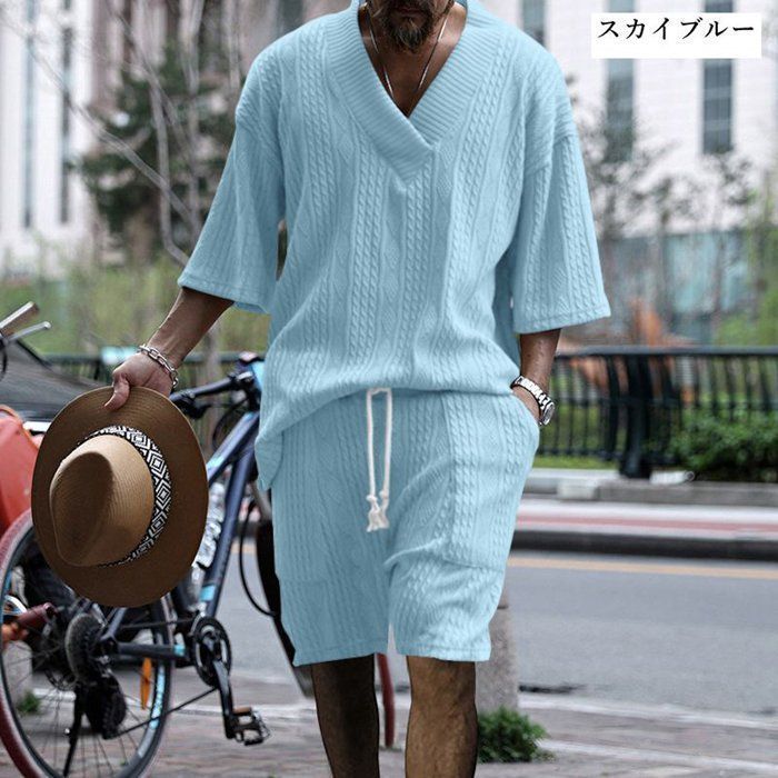 VALAVASAS ボタンニットシャツ＆リラックスパンツ 上下セット VALAVASAS ボタンニットシャツ＆リラックスパンツ 上下セット