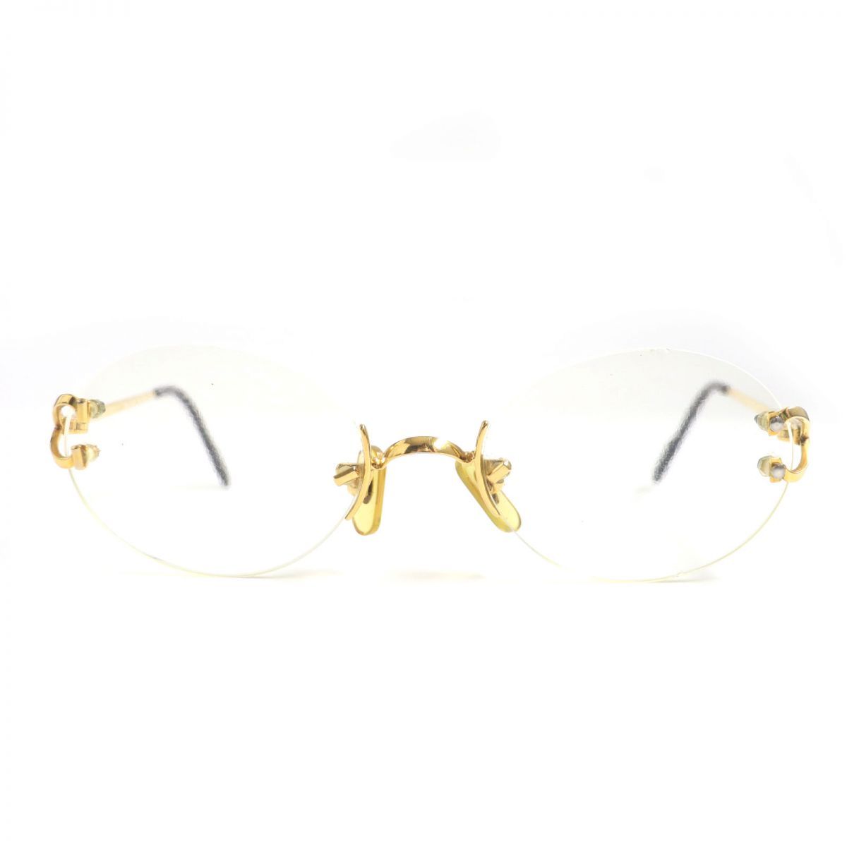 美品▼カルティエ ツーポイント サイドストーン・ロゴ金具 グラデーションレンズ サングラス シルバー ブラック □16 130 ケース付 仏製 未使用品 Cartier カルティエ パンテール パンサー