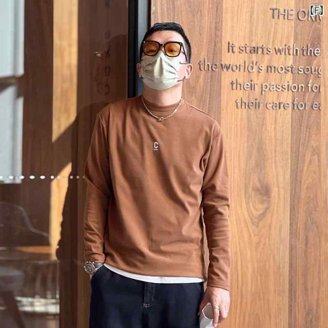 [3XL 160 Jin-17]メンズ ファッション 服 男性用 オシャレ シンプル 大人 かっこいい 大きいサイズ ストリート 紳士服 刺繍入り ベルベット 長袖 T シャツ 秋冬 無地 ハーフ タートルネックシャツ  メンズ ファッション 春夏 秋冬 かっこいい オシャレ モテ