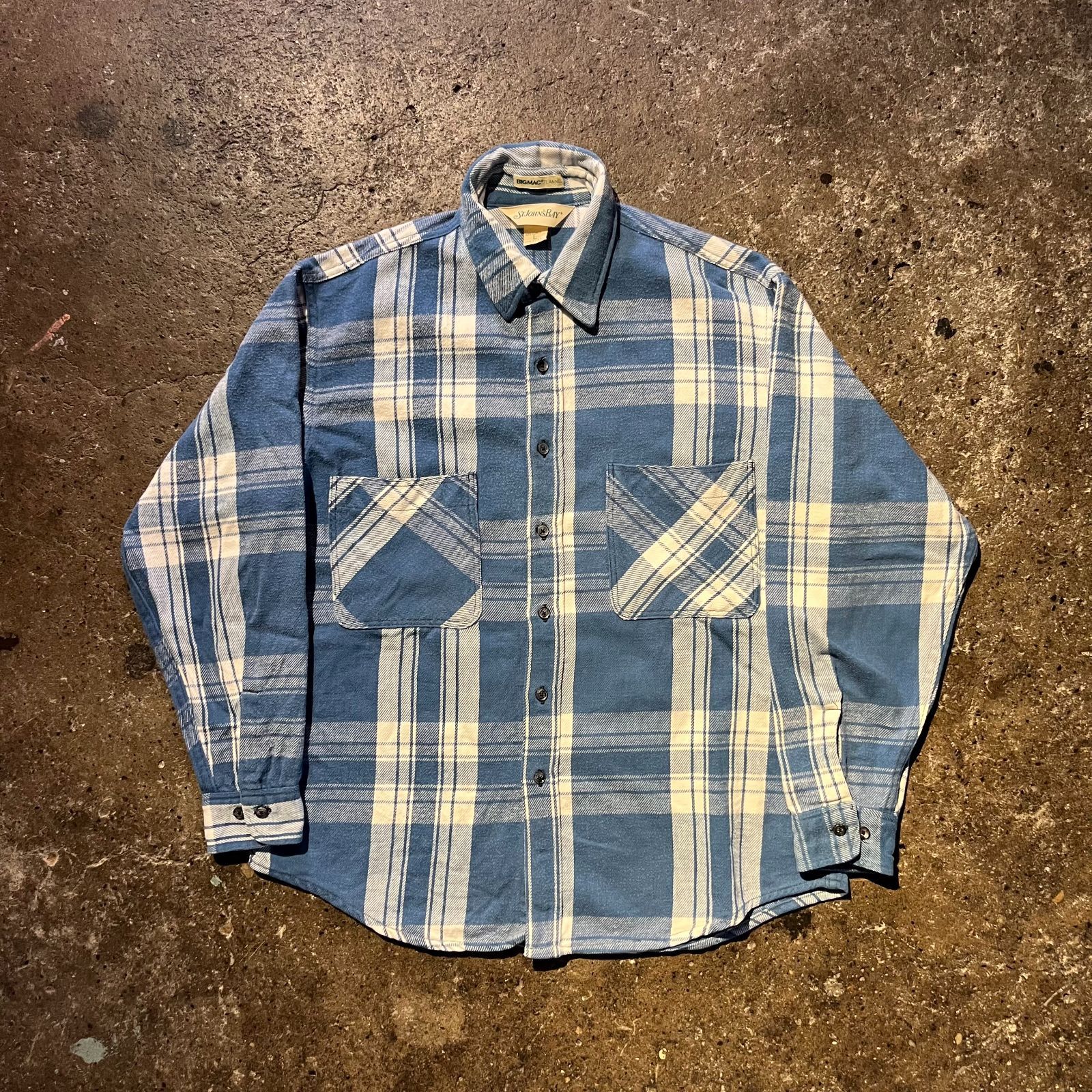 ST. JOHN S BAY 80s BIG MAC FLANNEL SHIRTS ブルー セントジョンズベイ ビッグマック フランネルシャツ 1980s JC PENNY