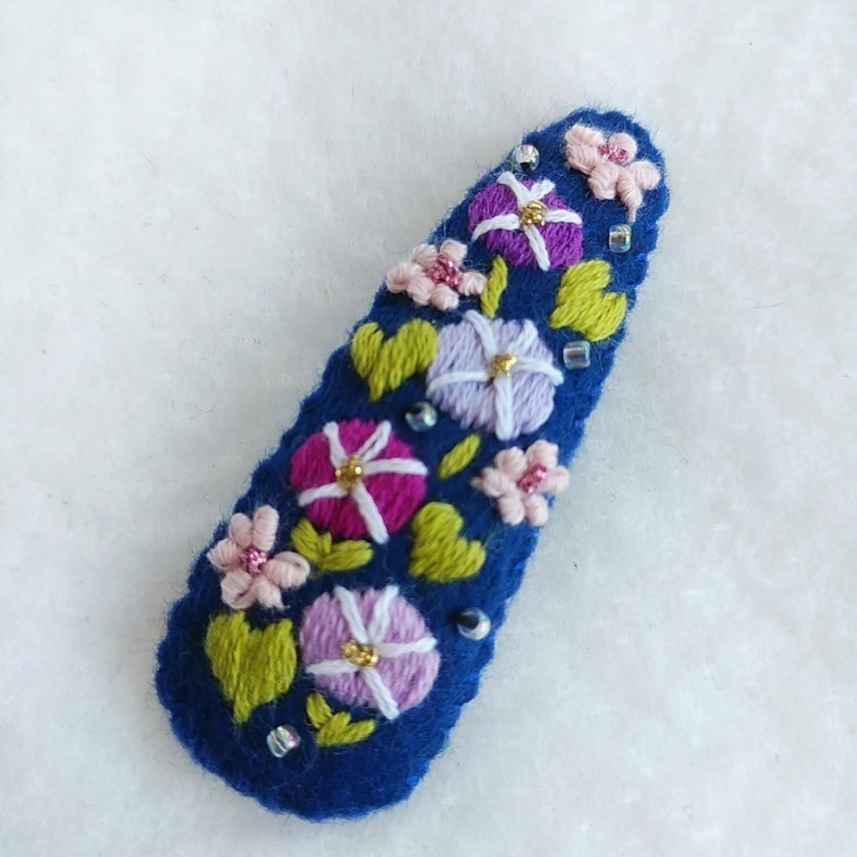 朝顔☆5センチパッチンピン☆ハンドメイド 朝顔☆5センチパッチンピン