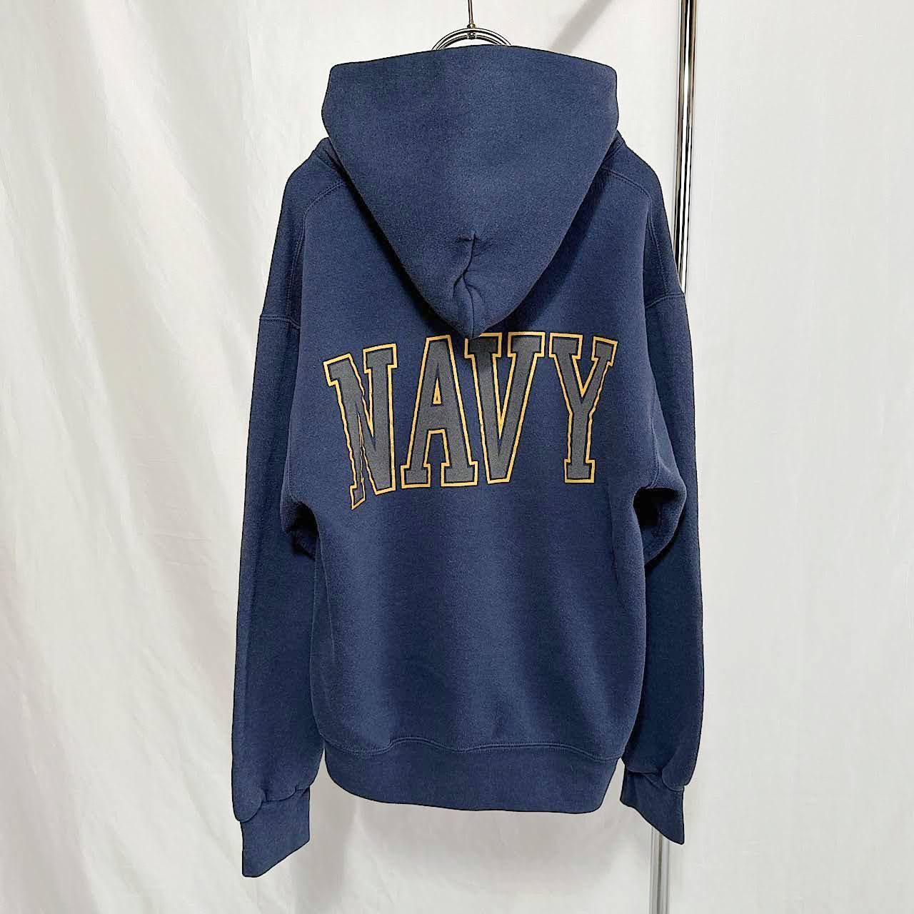 90s USA製 size：S U.S.NAVY 両面プリント スウェット パーカー 古着