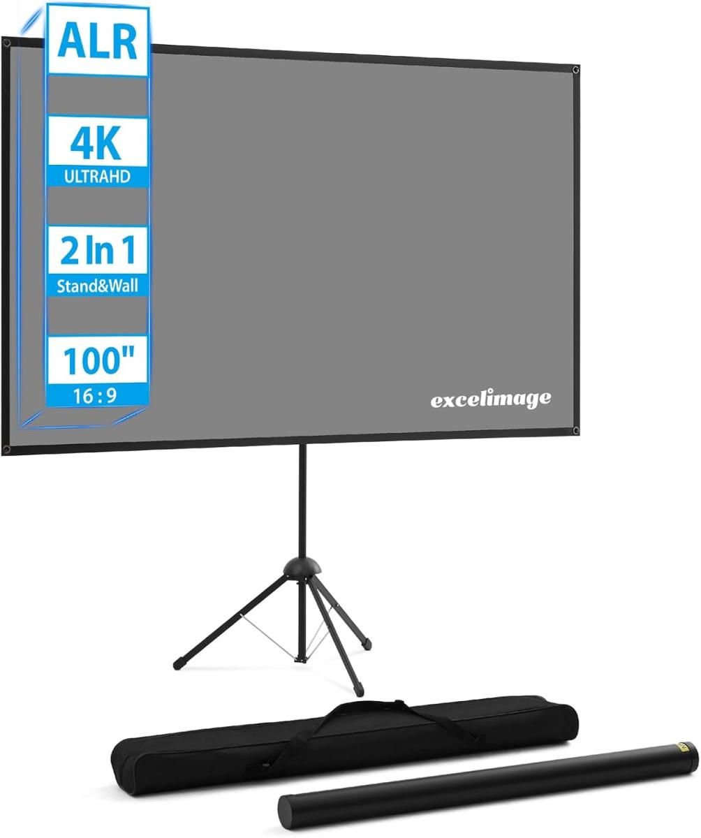 ♥ ALR プロジェクター スクリーン プロジェクター用 スクリーン 自立式 携帯型 100インチ 16 9 高コントラスト 2つの設置モード 三脚式 壁掛け 持ち運びや収納に便利なコンパクトサイズで ホームシネマ ビジネスプレゼンテーション