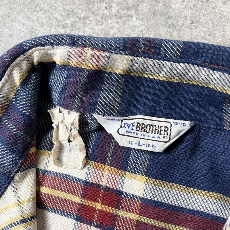 雰囲気系 70s 80s USA製 FIVE BROTHER チェック 長袖 ヘビー
