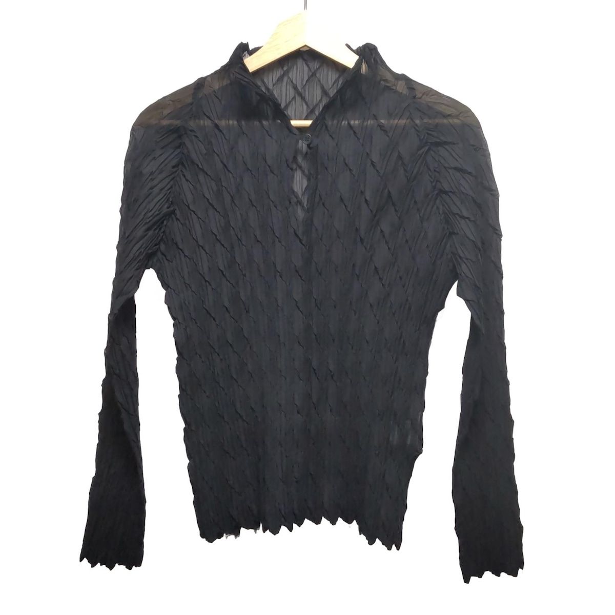 ISSEYMIYAKE イッセイミヤケ 長袖カットソー サイズ2 M レディース - 黒 プリーツ