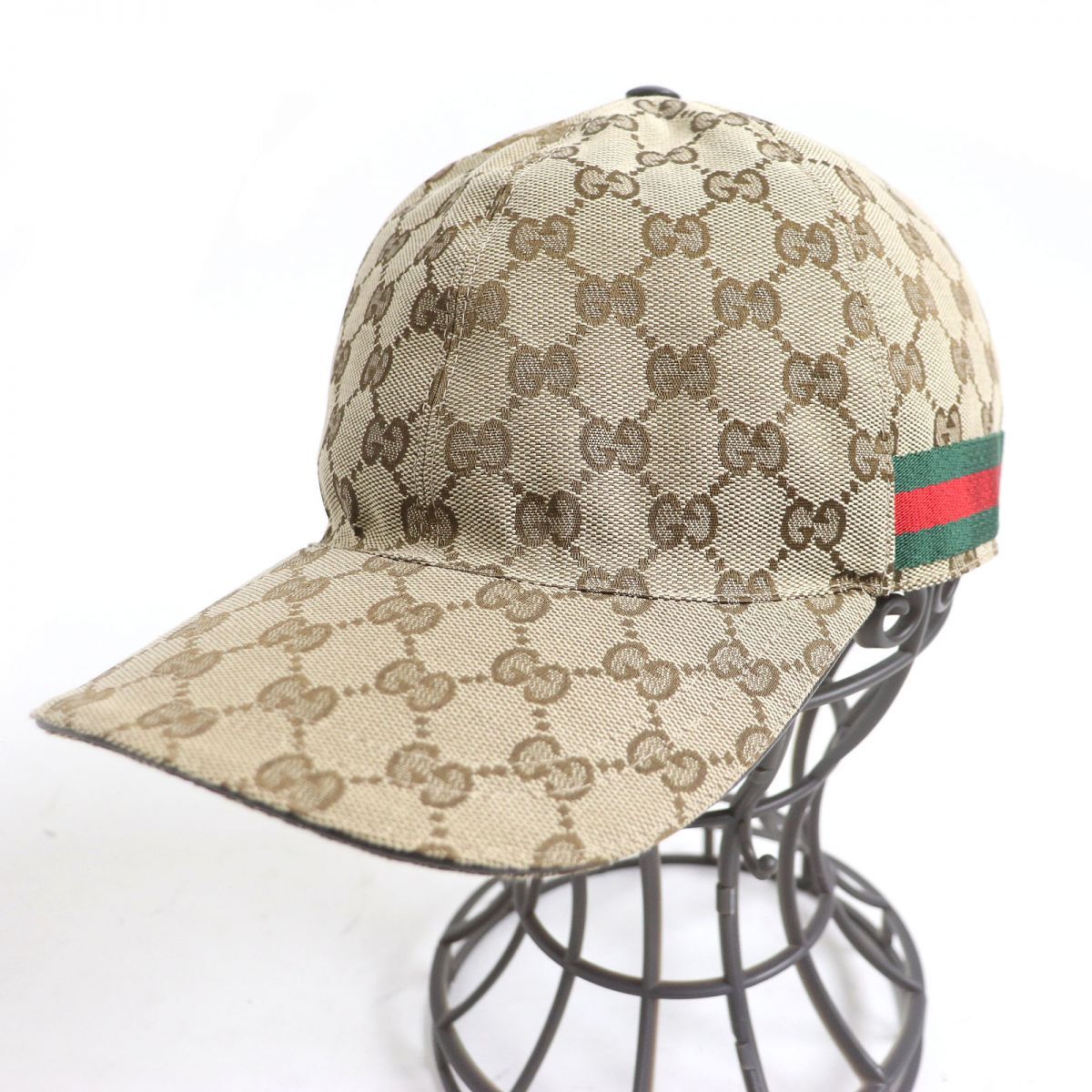 美品□GUCCI/グッチ 601491 GGキャンバス ウェブライン レザー使い