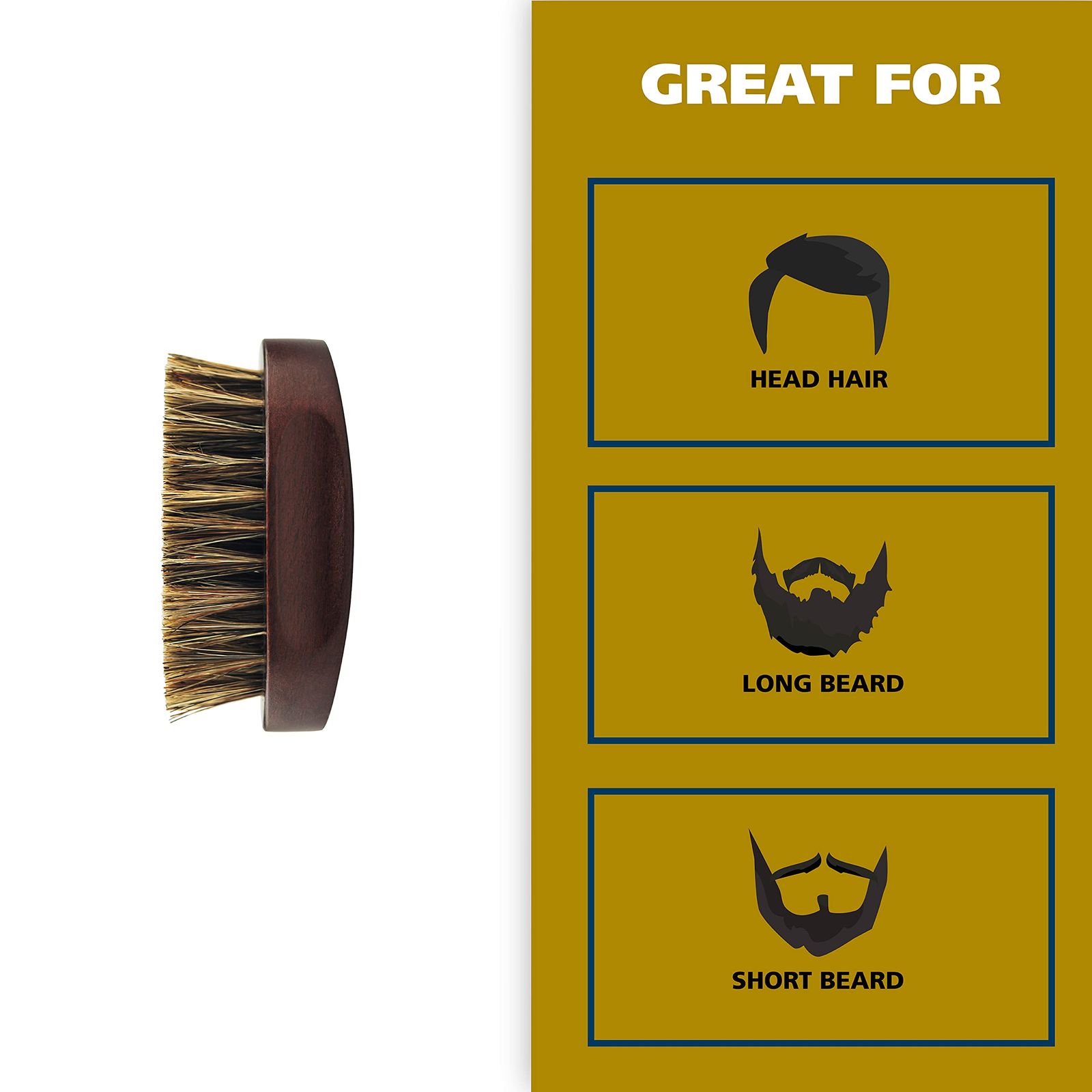 Small Travel Beard Brush with 100% Boar Bristles with Firm Natural Hair for Grooming & Styling &ndash; Wood Handle for Beards, Moustach 