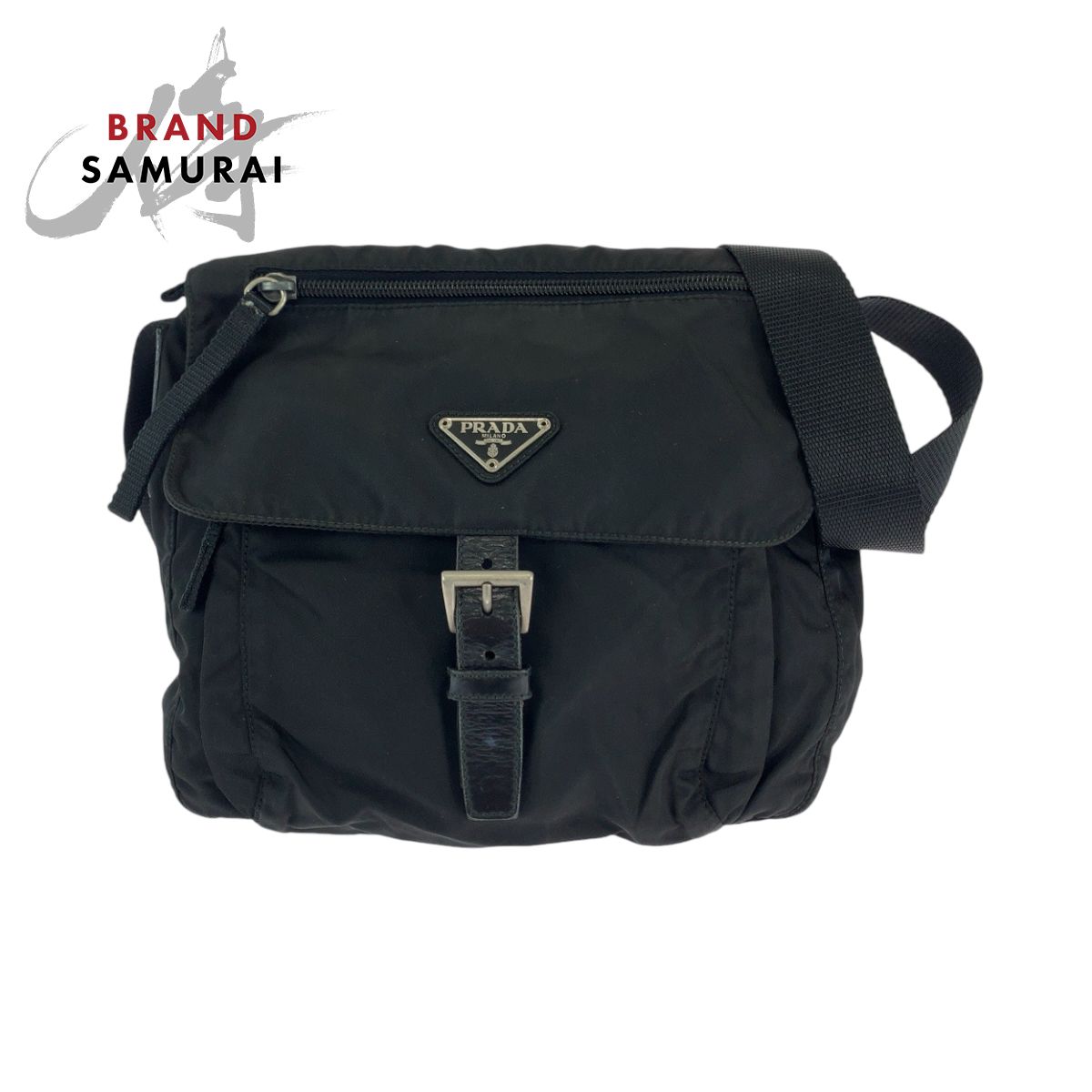 PRADA プラダ テスート 三角ロゴプレート ブラック 黒 シルバー金具 ナイロン ショルダーバッグ メッセンジャーバッグ メンズ 408618