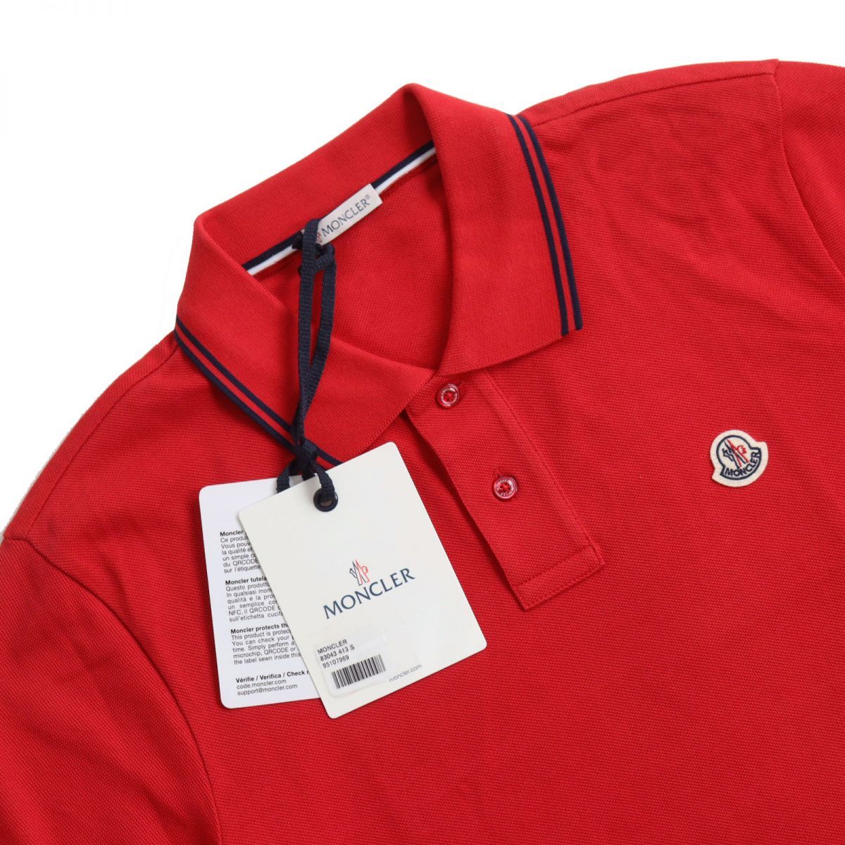 未使用品○MONCLER モンクレール MAGLIA POLO 鹿の子地 ロゴワッペン付き ショートスリーブ/半袖ポロシャツ レッド S 正規品 メンズ  - メルカリ