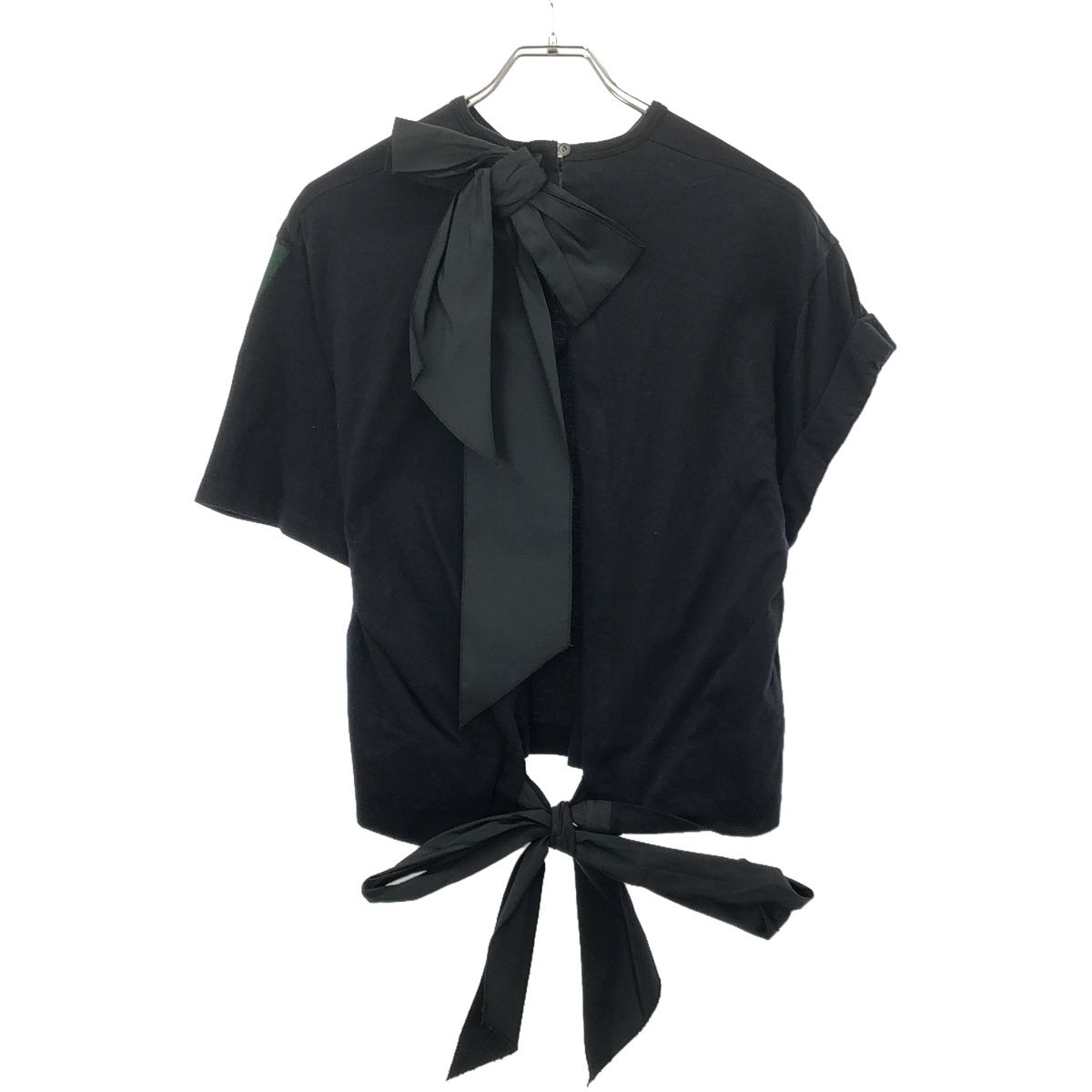 N&deg;21 NUMERO VENTUNO ヌメロ ヴェントゥーノ ベルベットロゴ リボンTシャツ  ダークネイビー 36