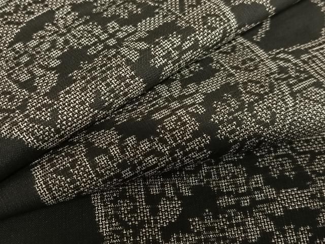 平和屋着物○本場大島紬 9マルキ 地空 花鼓文 黒地 正絹 逸品  