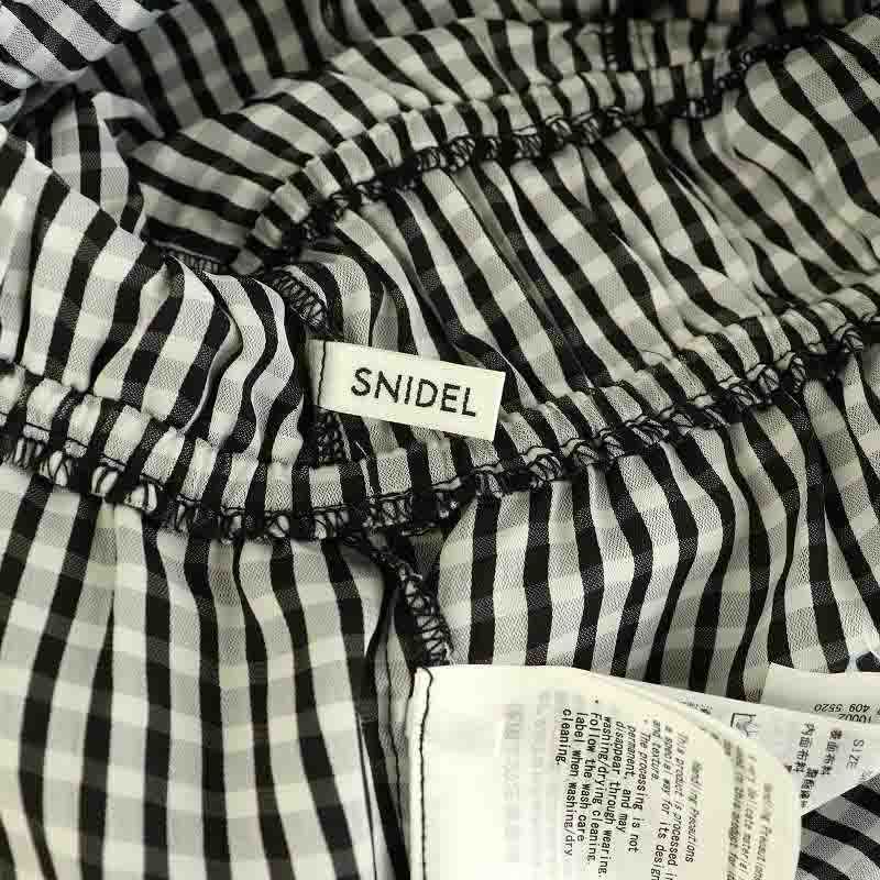 スナイデル SNIDEL 24SS ギャザーフリルオフショルブラウス 五分袖 チェック オーガンジー ONE ブラック /MY ■OS レディース スナイデル SNIDEL 24SS ギャザーフリルオフショルブラウス 五分