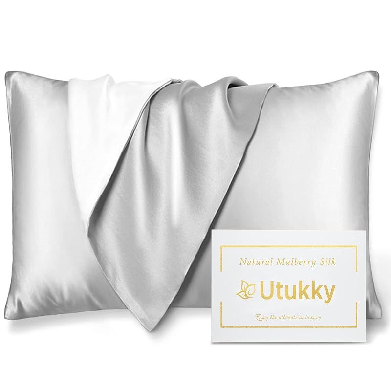 【新品】 Utukky シルク枕カバー【TVで紹介】まくらカバー 片面シルク 43×63cm 封筒式枕カバー シルクピローケース テンセル 洗える 寝癖軽減 抗菌防臭 美髪・美肌 敏感肌に優しい ギフト 贈り