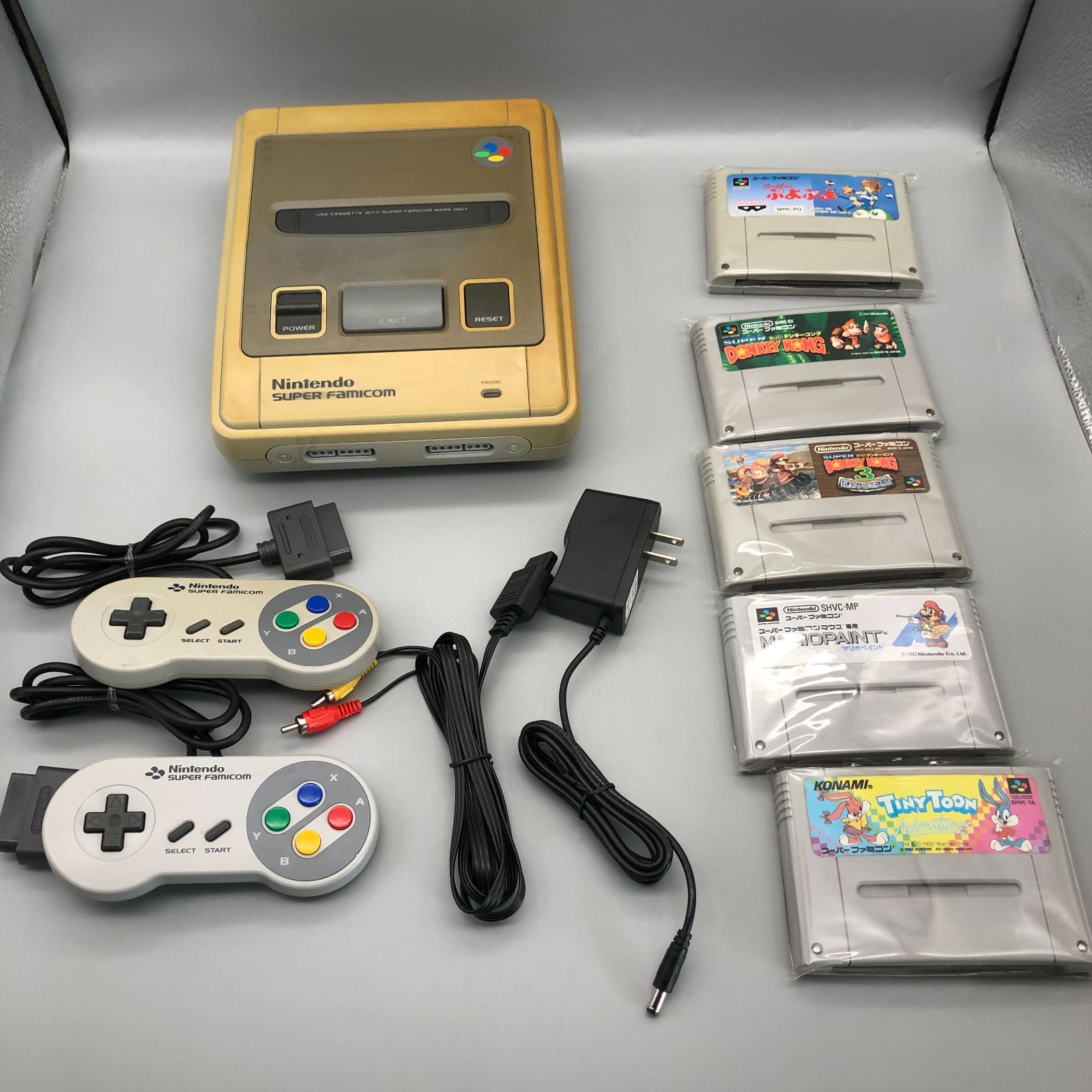 【動作確認済】スーパーファミコン　本体　　スーファミ　SFC　ソフト　５点　セット すぐ遊べるセット　　446-2