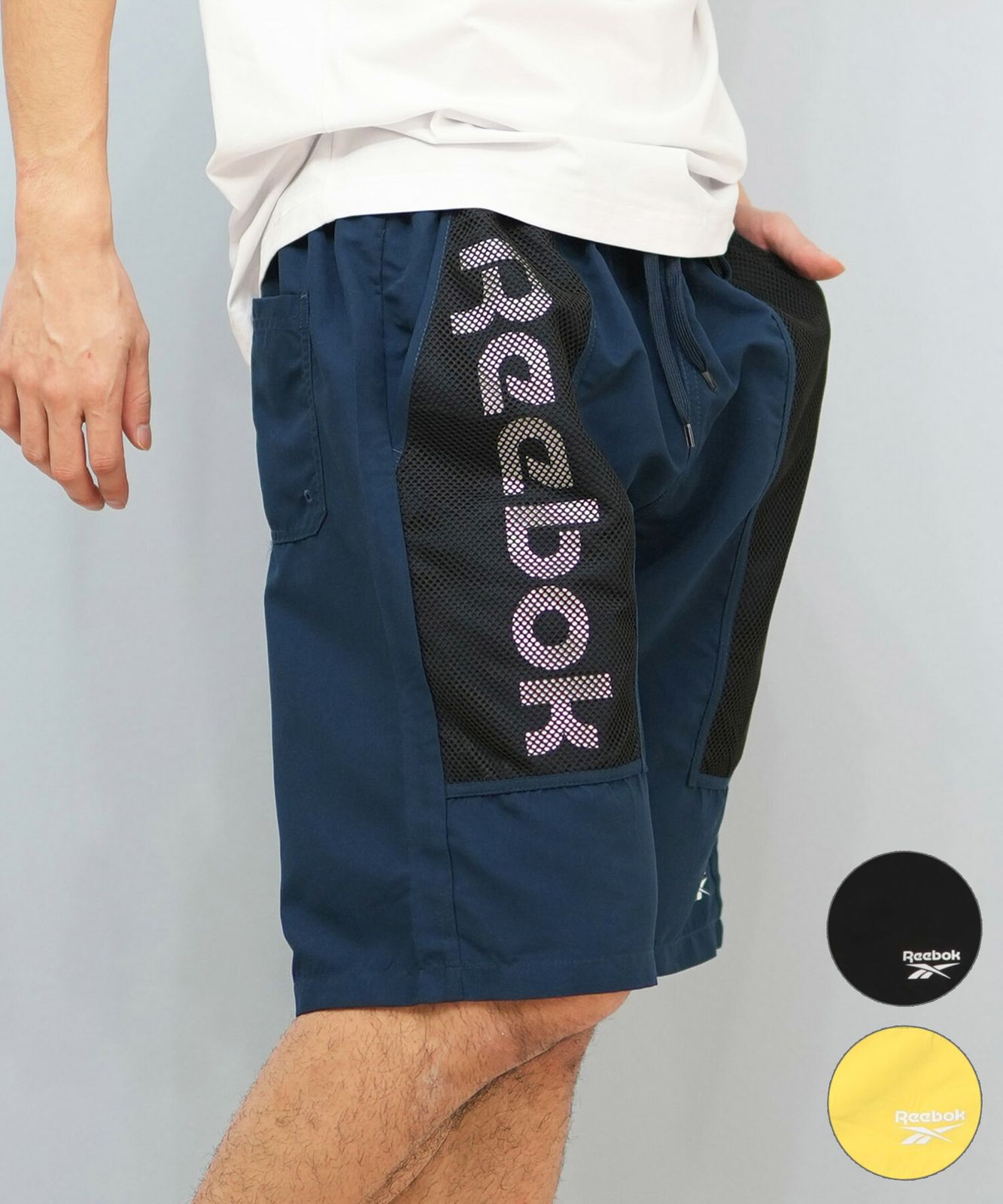 【ムラスポ公式】新品 Reebok リーボック 水着 海パン トランクス サーフパンツ メンズ メッシュ ポケット ロゴ 水陸両用 425705